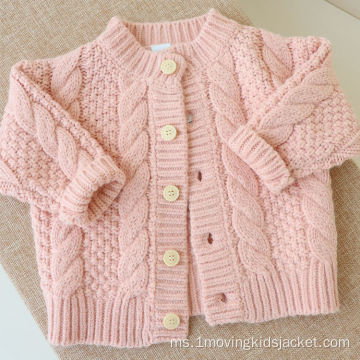 Musim Gugur Baru Girls Twist Knitted Cardigan